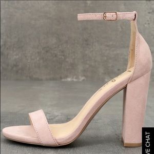 TAYLOR BLUSH SUEDE ANKLE STRAP HEELS